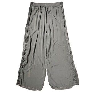 Hard Tail Forever Gray Rayon Wide Leg Pants Elastic High Waist Women Size L (A3)